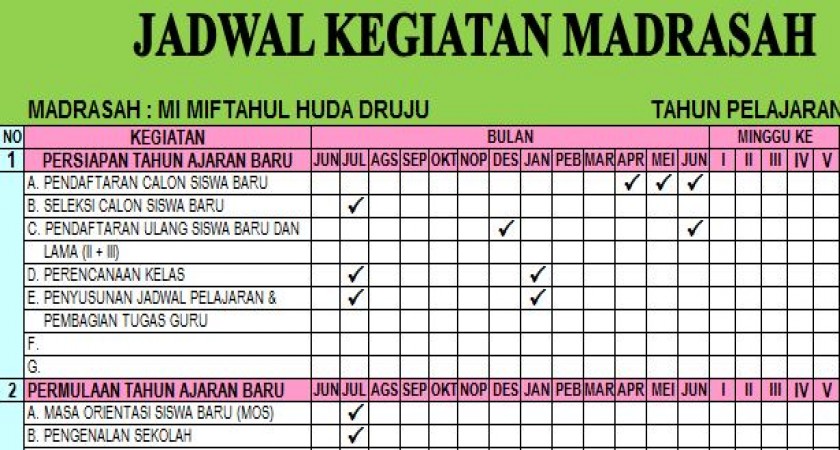 Jadwal Kegiatan Semester Genap Tahun Pelajaran 2020/2021
