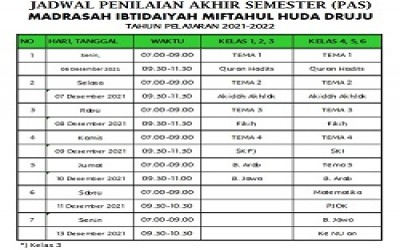 JADWAL PENILAIAN AKHIR SEMESTER
